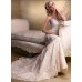 Кружевное свадебное платье силуэта русалка с открытыми плечами и роскошной вышивкой